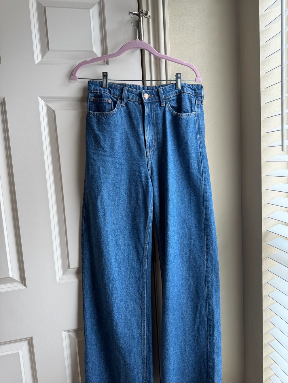 High-Rise Wide-Leg Blue Jeans